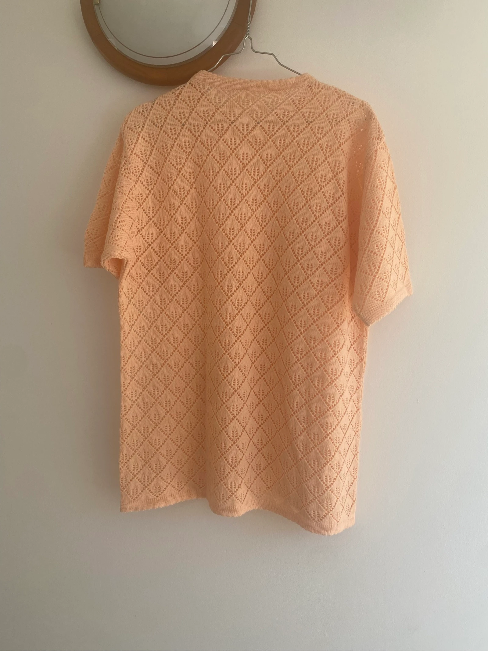 Blusa / Top de malha aberta cor de pêssego - Tamanho 42/44 vintage – photo 2